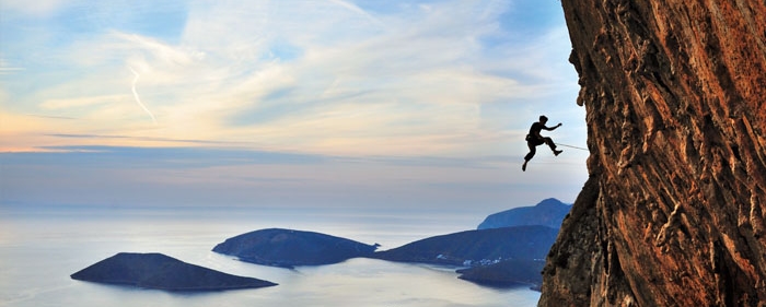 Alex Honnold climbing in on Kalymos Island, Greece - Courtesy Hemisphere Magazine